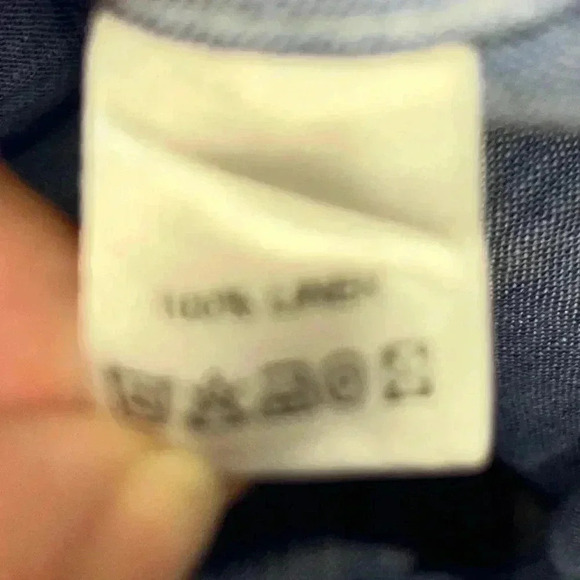 Recognition 100% Linen Mens Blue button down short sleeve shirt ❤️ - Picture 5 of 8